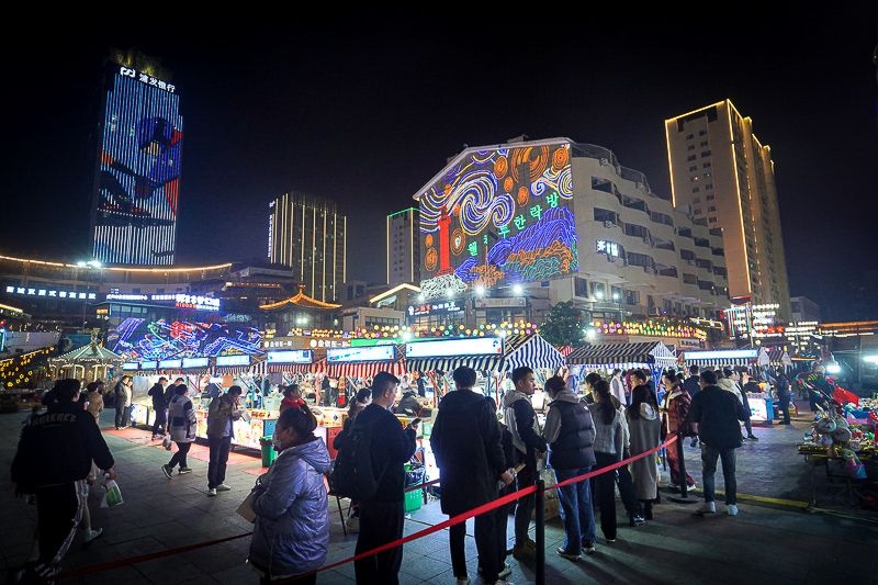 青島夜市美食街實拍